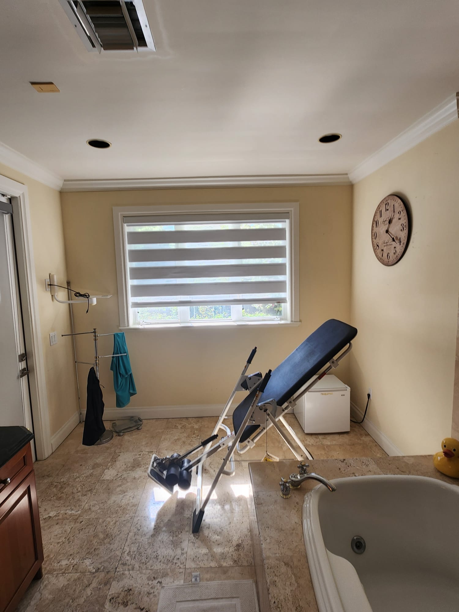 Wide zebra shade in a Miami bathroom
